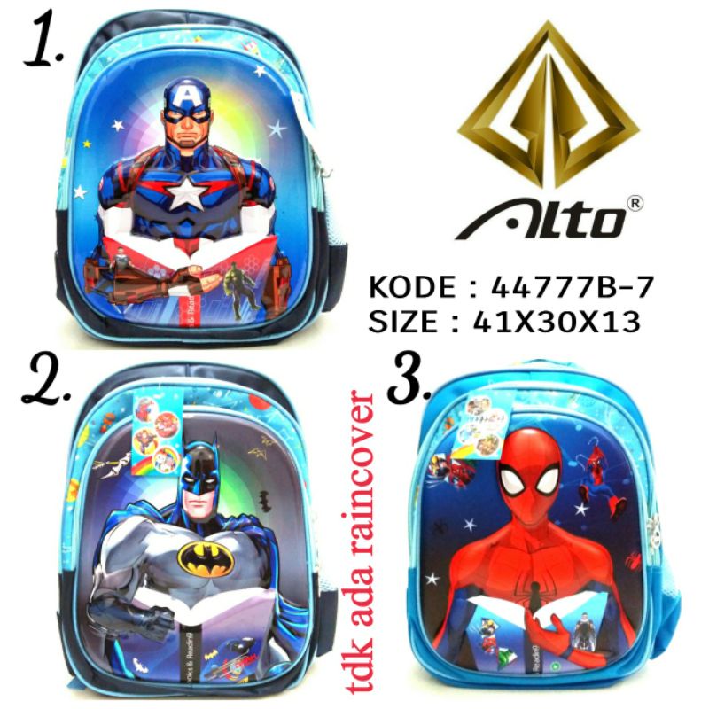 TAS RANSEL SEKOLAH ANAK COWOK LED BISA NYALA ALTO 44777B-7 TIDAK ADA RAINCOVER TERBARU MOTIF AVENGER SPIDERMAN