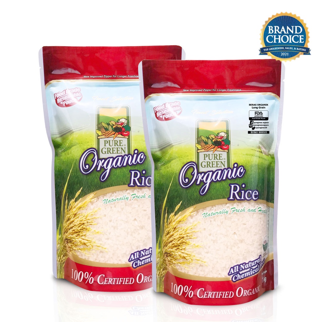 

PAKET 2 - PureGreen Organic Rice Beras Organik White Long Grain 1 kg x 2 pc