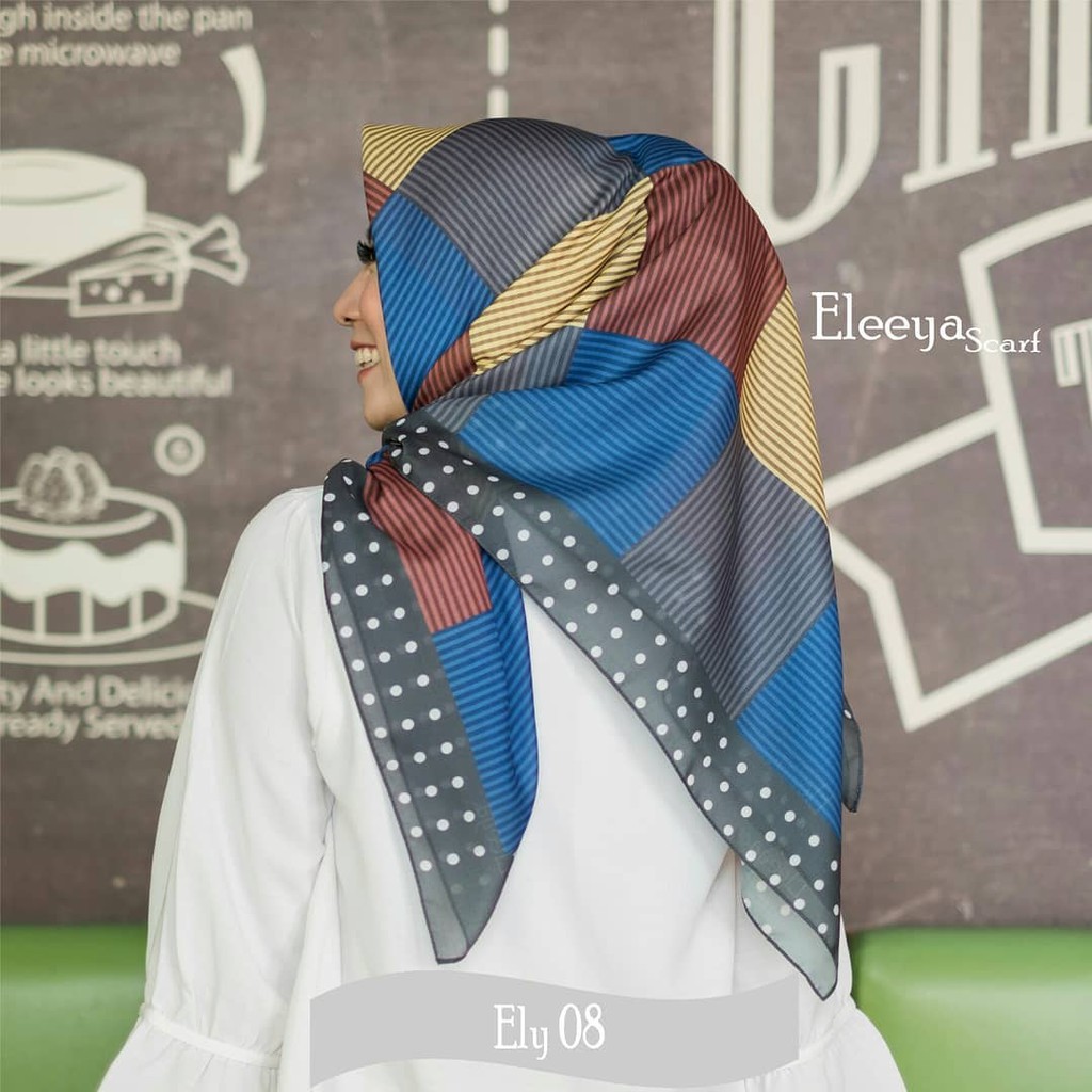 HIJAB SEGIEMPAT MOTIF ELY 08 || ELEEYA SCARF