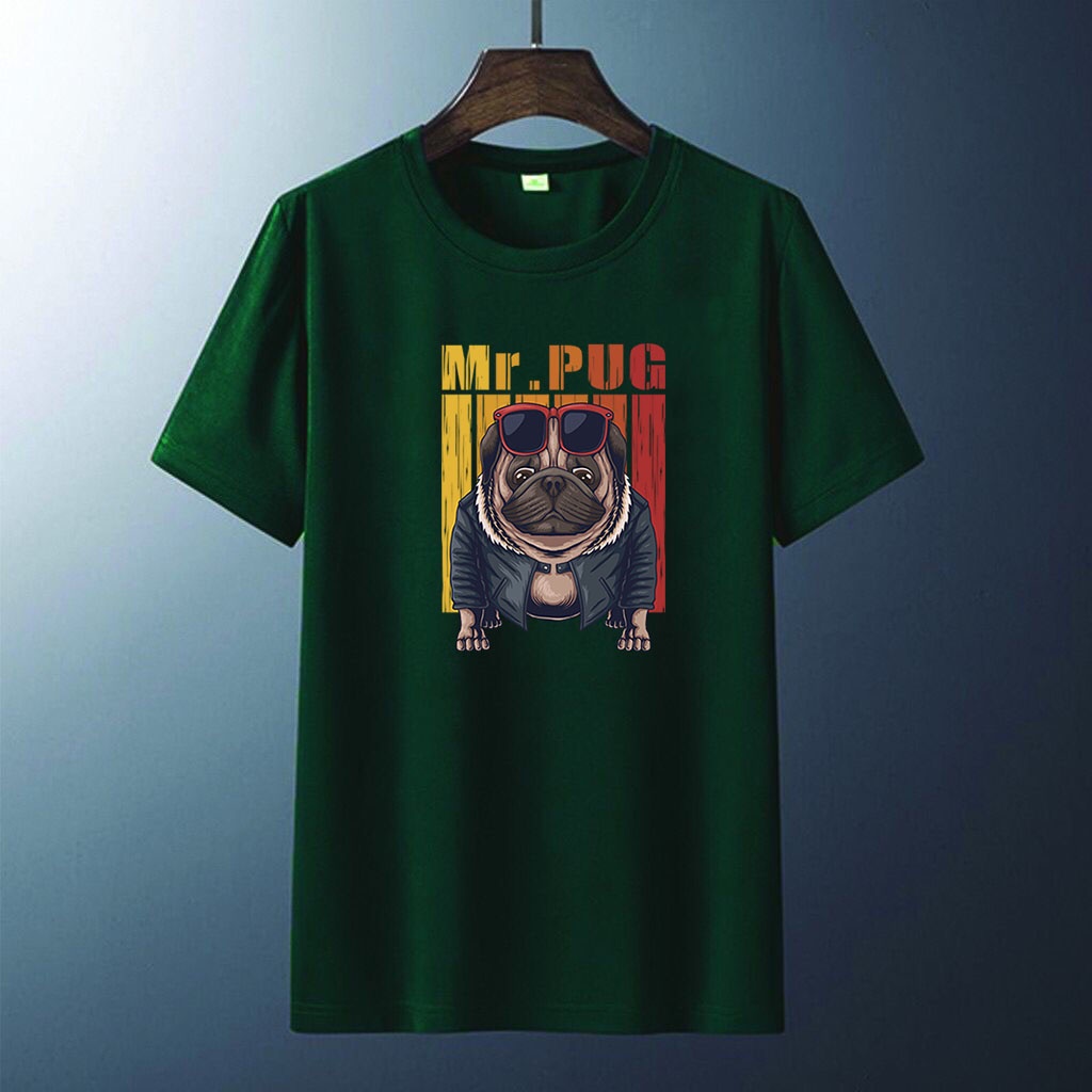 Kaos Distro Pria Wanita Mr Pug T-Shirt pria Baju lengan Pendek kaos murah