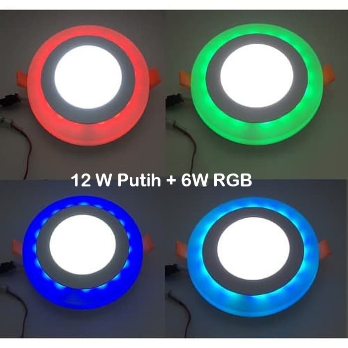 Downlight Panel Led 2 warna Inbow 12 watt Putih + 6 watt RGB