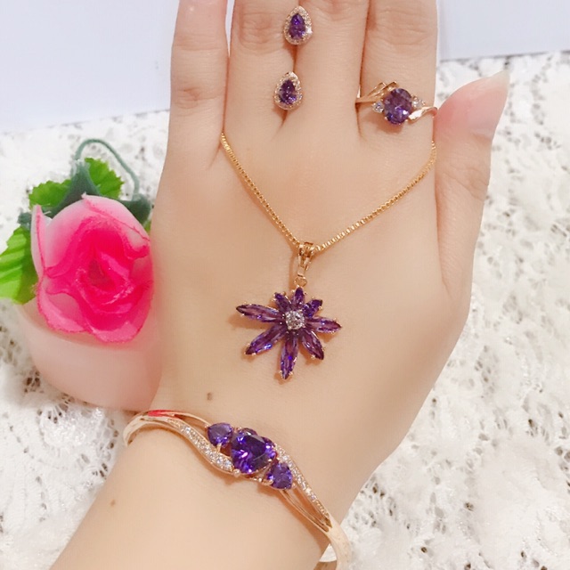 promo set giok permata warna ungu gelang giok asli