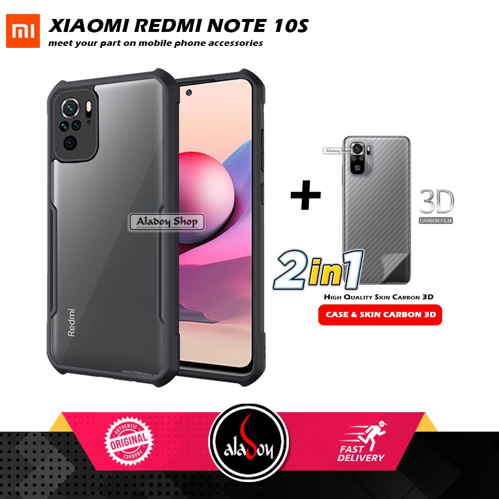 Case XIAOMI REDMI NOTE 10S Armor Fusion Transparent Casing Free Skin Carbon 3D