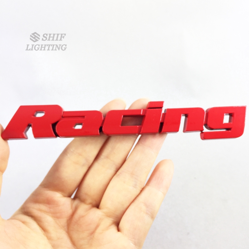 1Pc Stiker Emblem Logo Balap Tulisan Racing Bahan Metal untuk Dekorasi Mobil