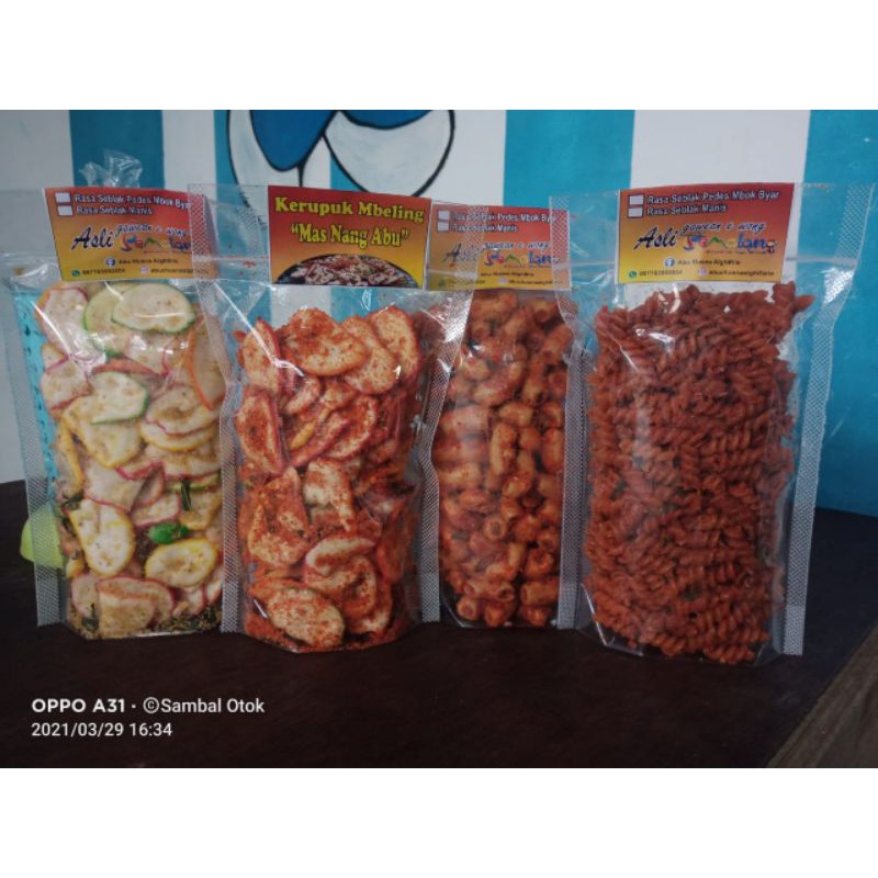 

CEMILAN PEDES/KRUPUK SEBLAK/ KRUPUK MBELING MAS NANG ABU SAMBAL OTOK 10 BERSAUDARA