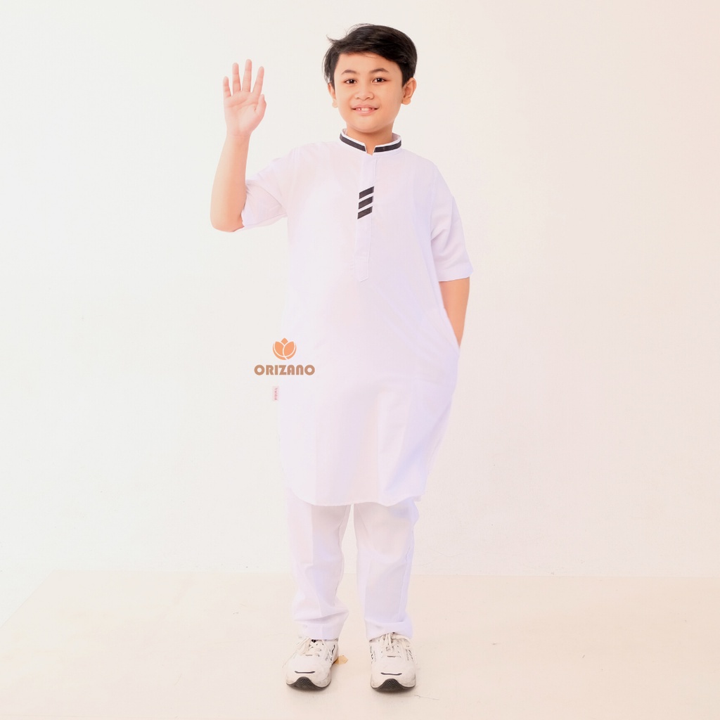 Baju Koko Anak Lengan Pendek Toyobo Fodu Model ARCHI PUTIH  - ORIZANO