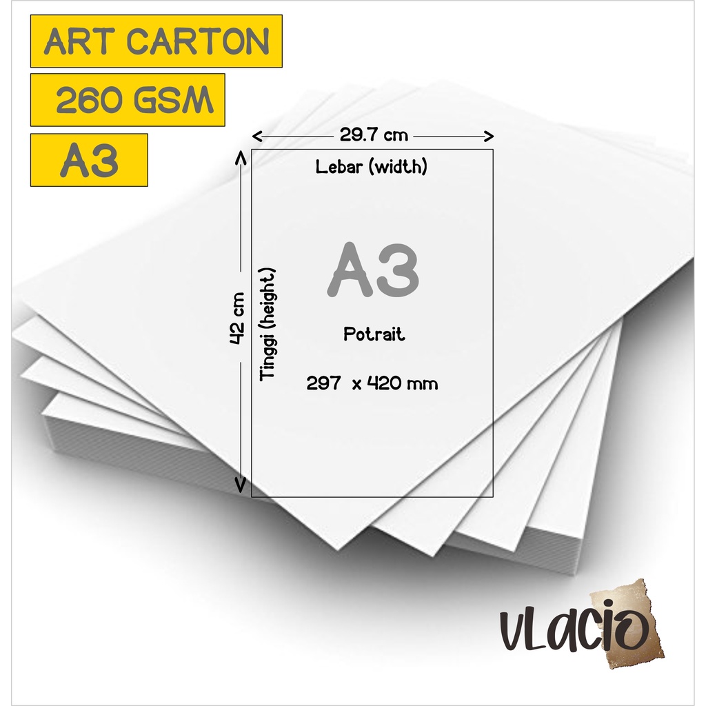 

A3 Vlacio KERTAS ART CARTON KARTON ART PAPER TEBAL 260 gsm