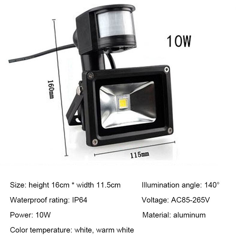 Motion Sensor Led Flood Light 10w 20w 30w 50w Pir Led Motion Sensor Lamp Ip65 Outdoor Light Shopee Indonesia