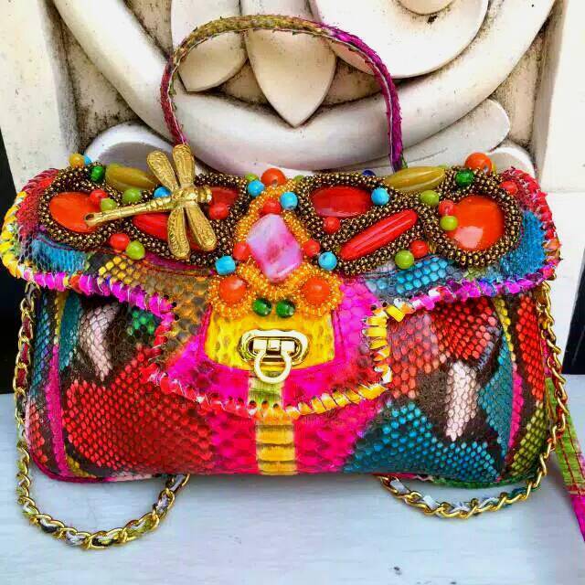 clutch pesta kulit ular python asli/tas pesta