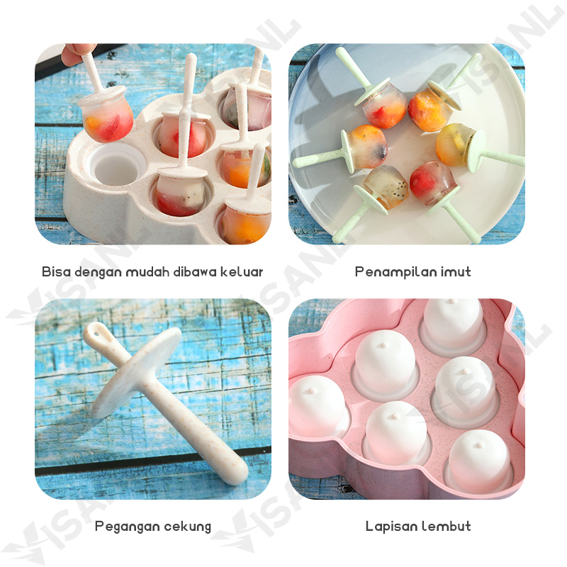 CETAKAN ICE CREAM SILICONE PUDDING JELLY / CETAKAN ES KRIM SILIKON  6 slot es loli diy