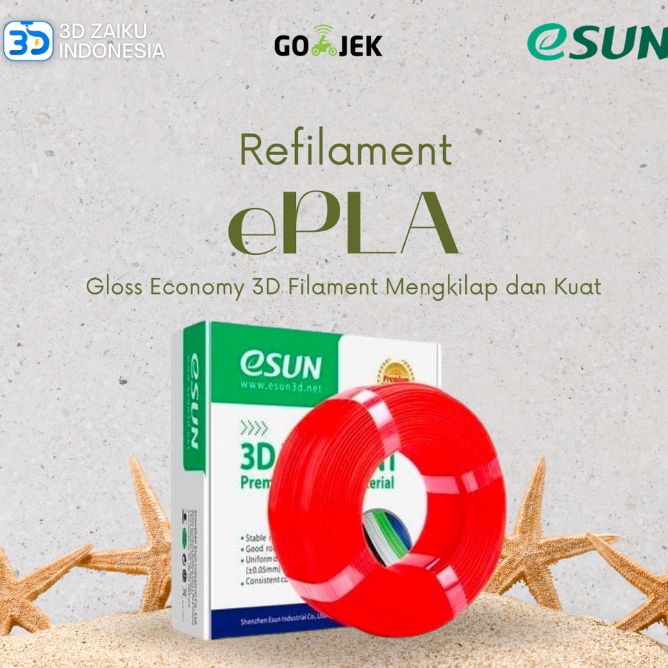 eSUN ePLA Refilament Gloss Economy 3D Filament Mengkilap dan Kuat