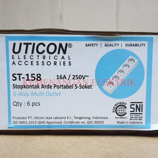 STOP KONTAK ARDE 5 LUBANG UTICON ST-158 / COLOKAN LISTRIK 5 LOBANG UTICON ST158 ST 158