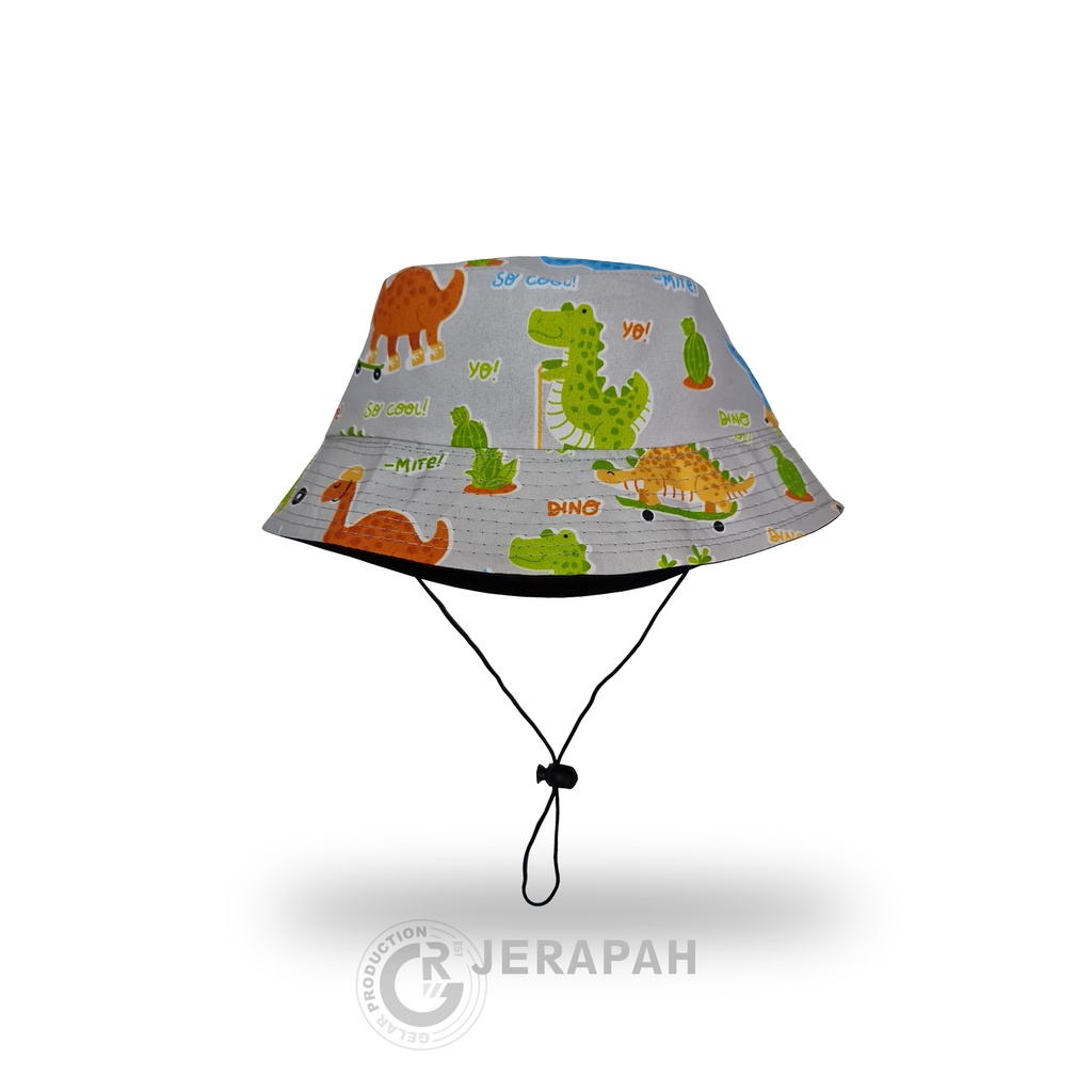 BUCKET ANAK ADA TALINYA UNTUK OUT BOUND / BUCKET HAT ANAK UNTUK MANCING / BUCKET ANAK KARAKTER DINOSURUS,JERAPAH,LUMBA-LUMBA