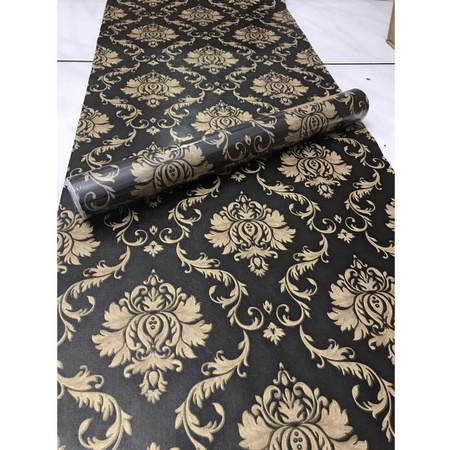 Wallpaper Hitam Batik Gold Panjang 8M