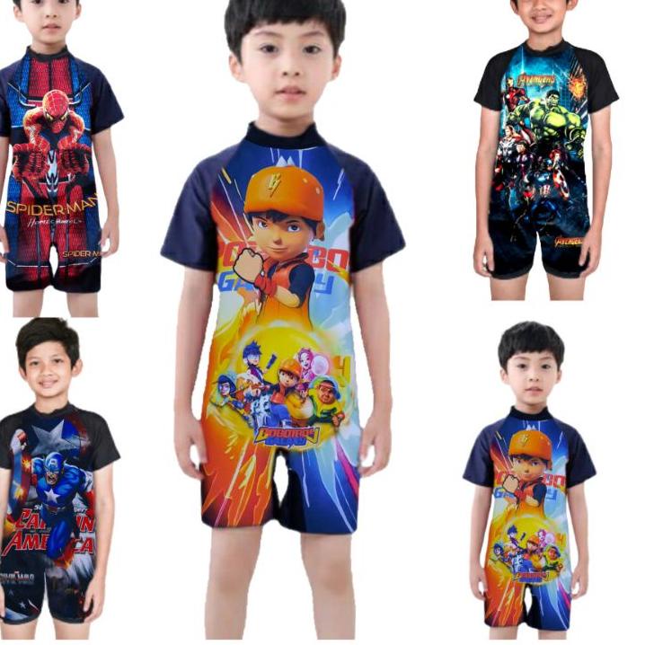 ➸ baju renang anak laki laki spiderman superhero avangers boboiboy ▼