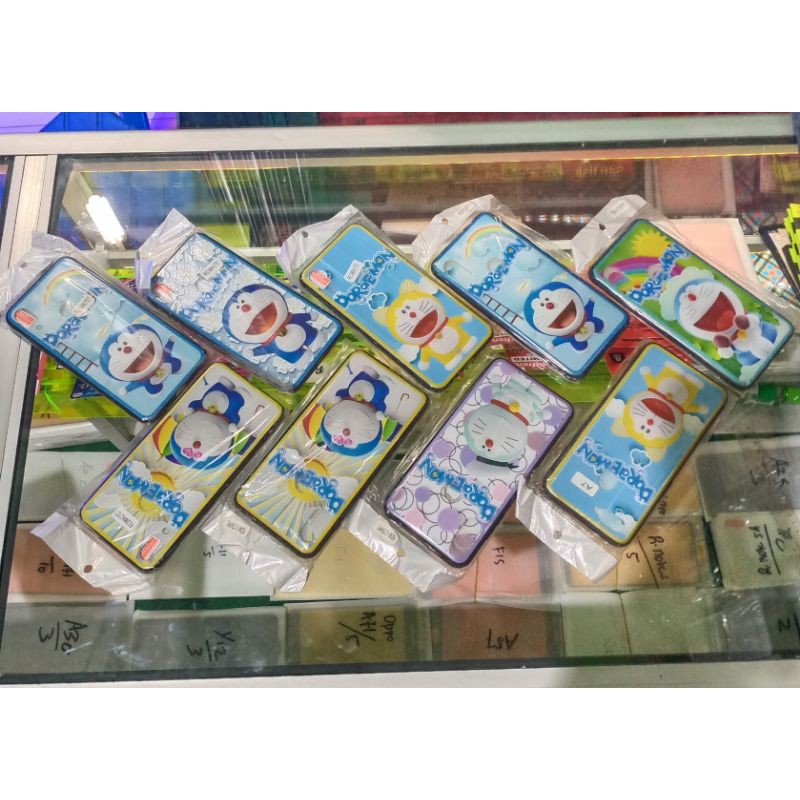 case 360 oppo a7 / oppo a5s / oppo a12 / oppo a11k + temperered glass full karakter doraemon