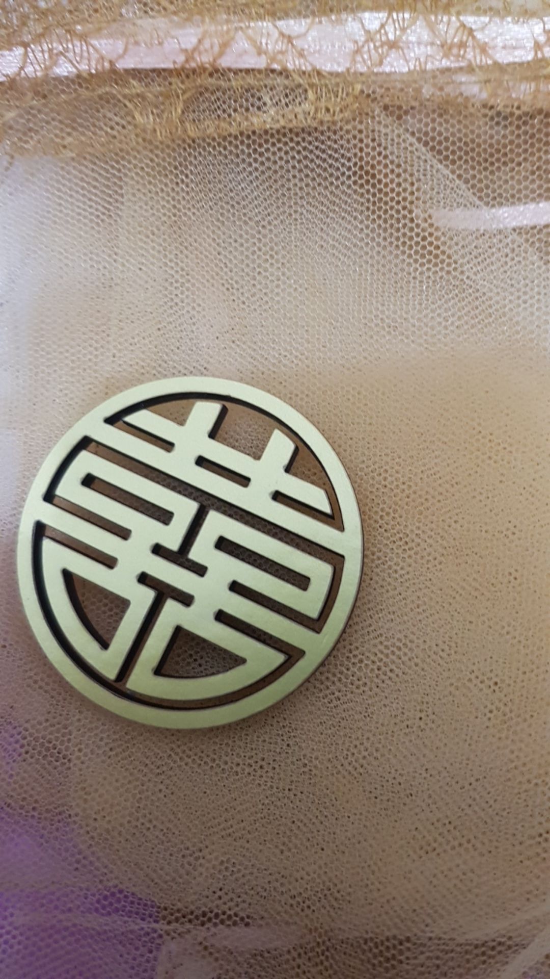 Rs Shuangxi Bulat 5cm Mdf + Duplex Emas / Merah Laser Cutting