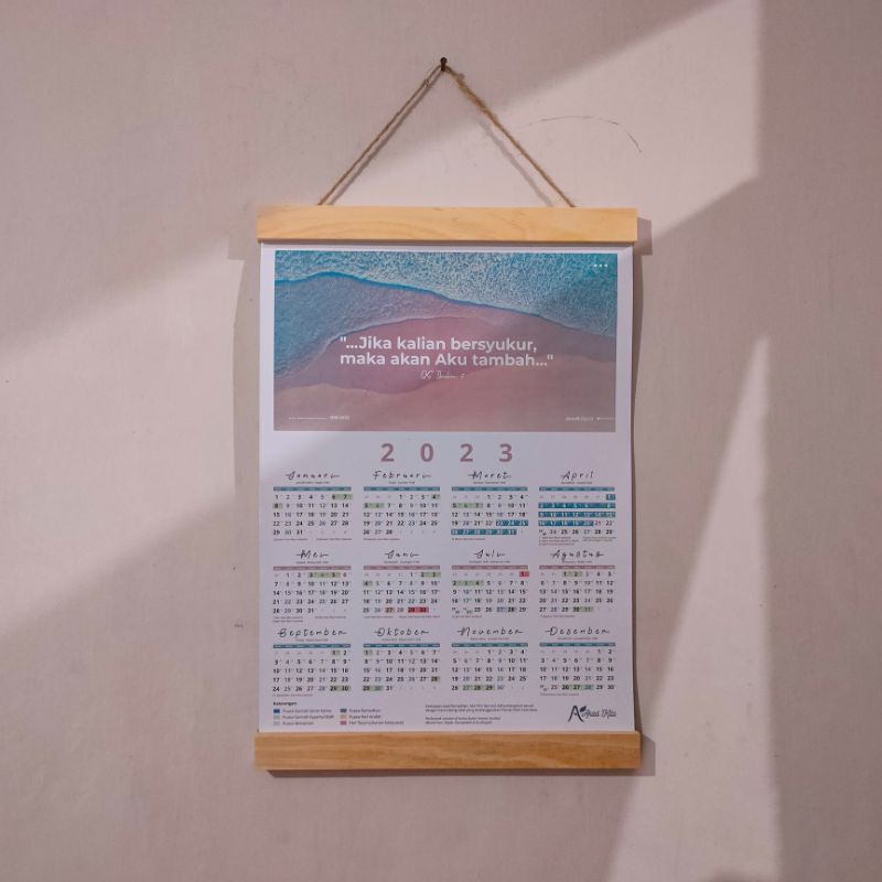 Kalender Dakwah Dinding 2023 "Jika Kalian Bersyukur" Aesthetic Minimalist Muslimah Islami Hijriyah I