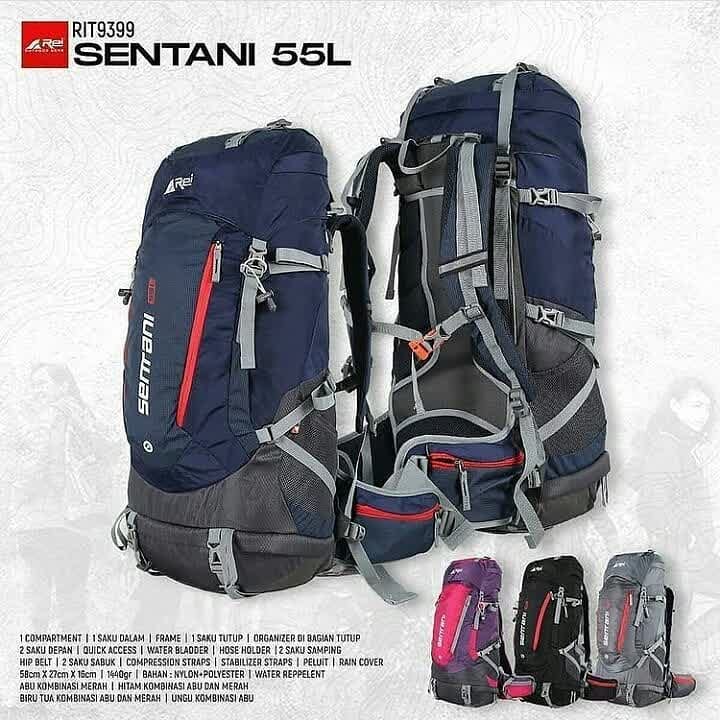TAS CARRIER AREI SENTANI 55L FREE COVERBAG | RANSEL GUNUNG KERIR REI OUTDOOR 55 LITER