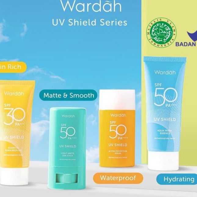 Wardah UV Shield Essential Sunscreen Gel SPF 30- Aqua Fresh SPF 50 - Active Protection SPF 50 - Ligh