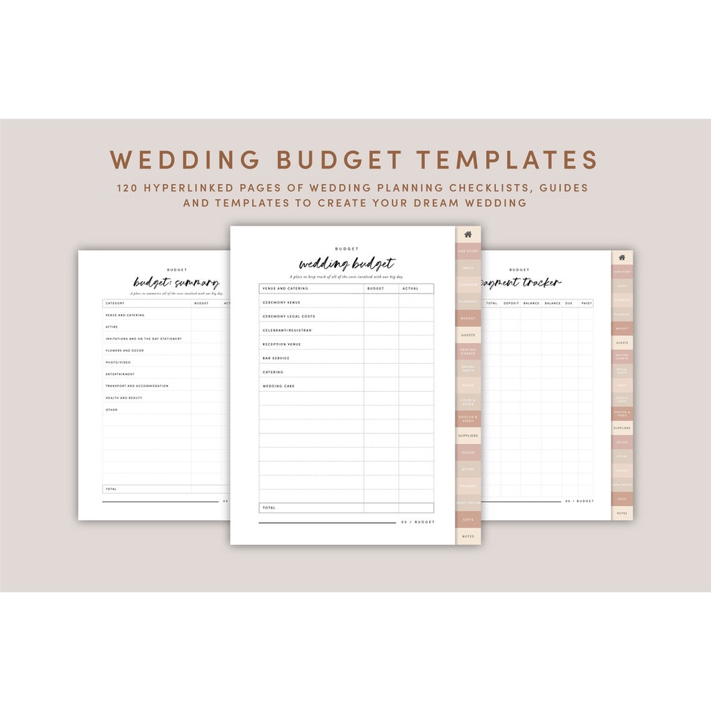 Digital Journal &amp; Planner - Wedding Checklist &amp; To Do List Kit for Goodnotes, Notability, Xodo (Full Page &amp; Tab Hyperlinked)