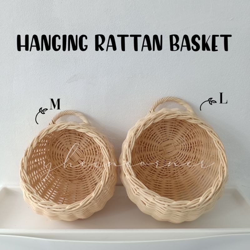 Hanging Rattan Basket / Pot rotan tempel (Belum Termasuk Bunga)