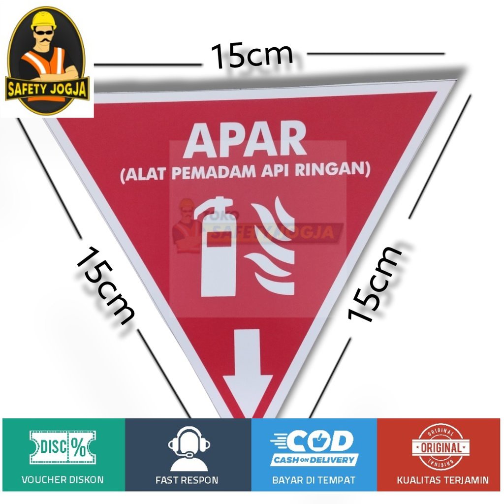 Sticker stiker Segitiga APAR alat pemadam safety merah 15 x 15cm