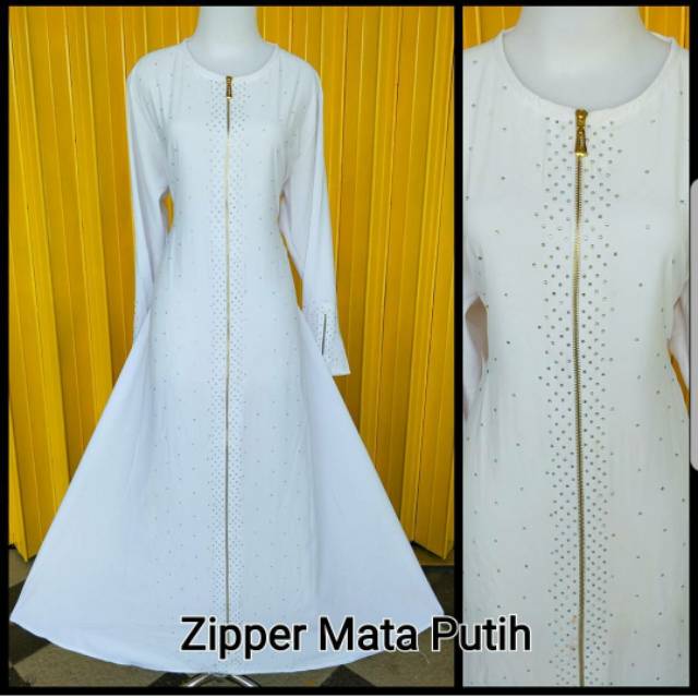 Indo Abaya Zyper Mata Putih / Hitam (Busui)