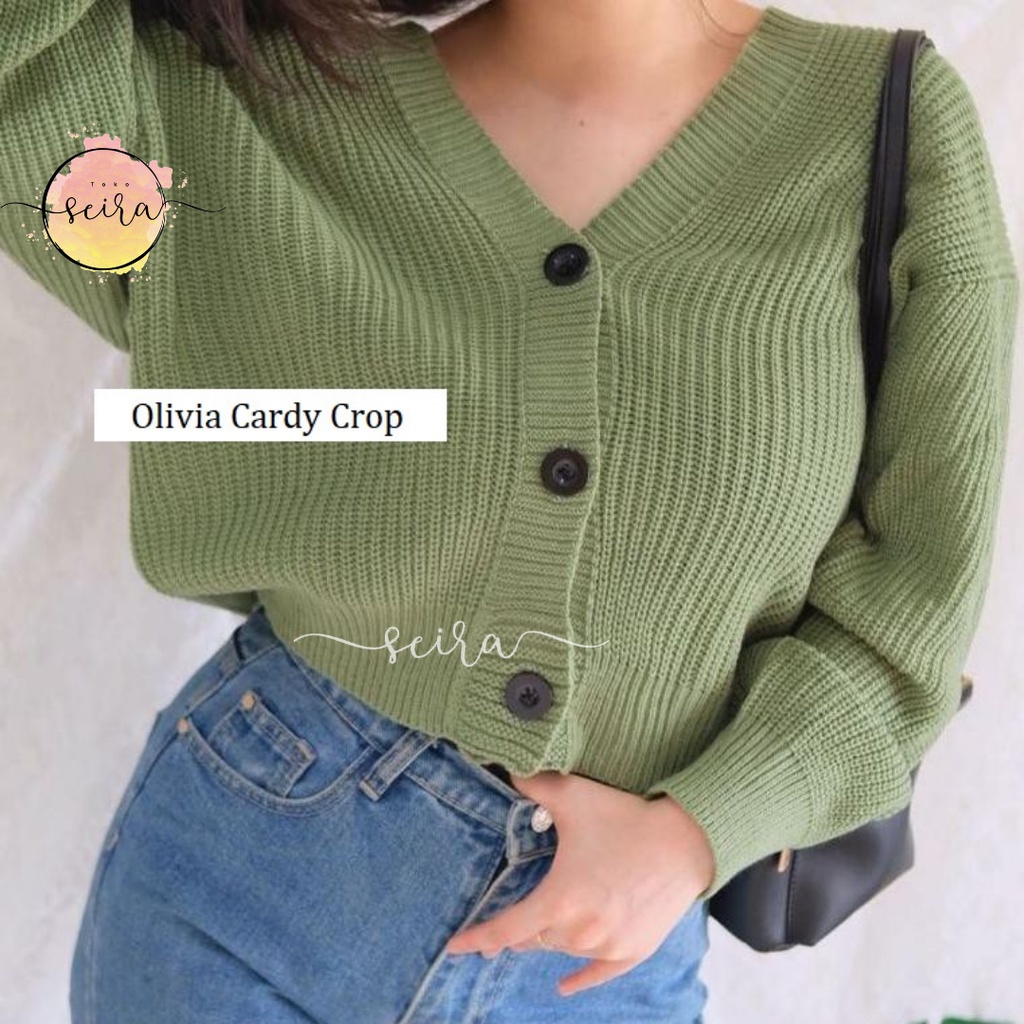 [BISA COD] Olivia Cardy Crop Tebal / Eireen Crop Cardy / Kardigan Rajut Olivia / Cardi balon