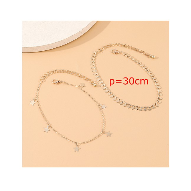 LRC Gelang Kaki Fashion Golden Little Pentagram Love Alloy Y64452