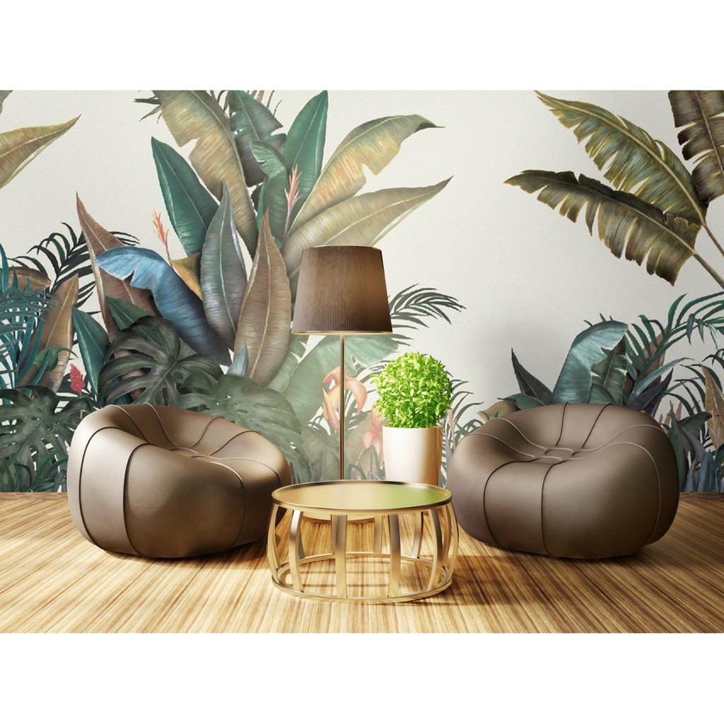 WallStiker Dinding Premium grade A Mural Photowall Background Tanaman Daun Hijau