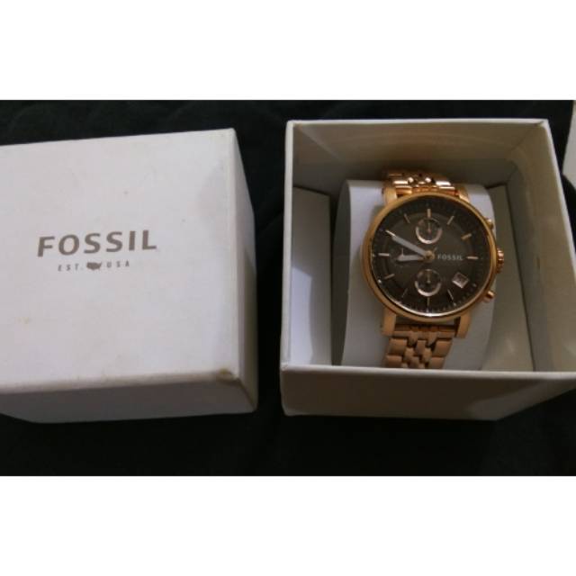 Jam tangan Fossil Boyfriend ES3494 Rosegold white box