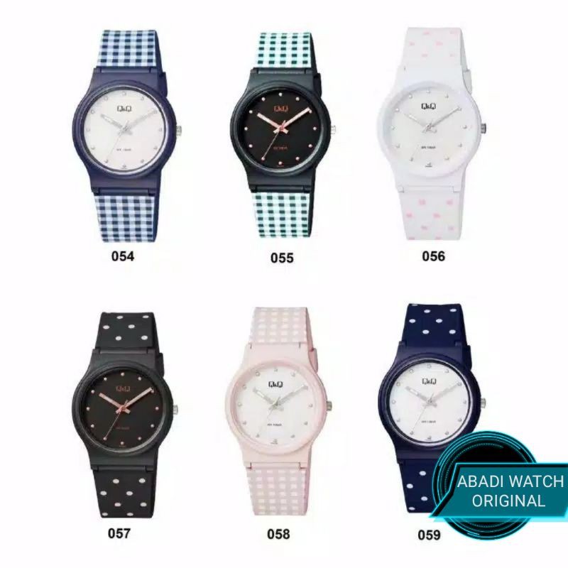 Q&amp;Q QQ QNQ VP46 VP46J 054Y - 059Y Analog Original Watch Jam Tangan Wanita / Anak Tali Karet