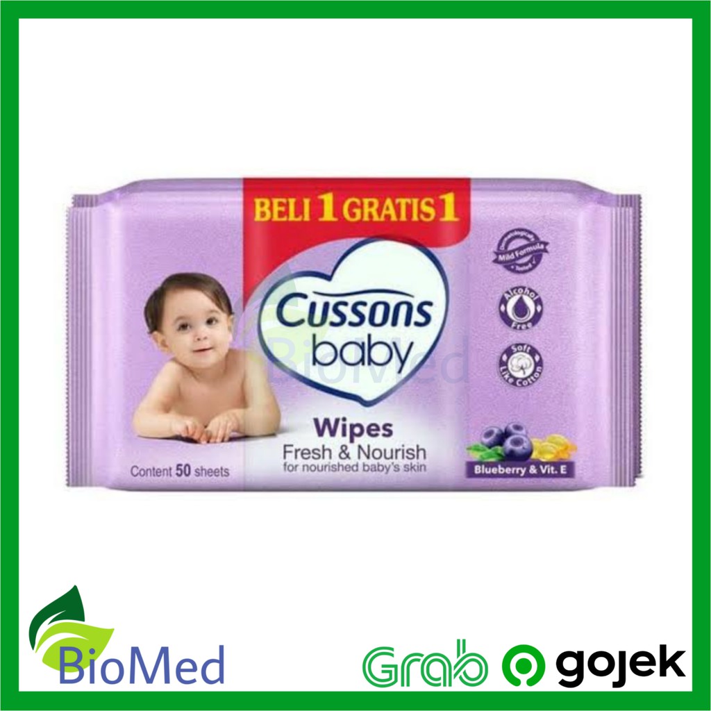 CUSSONS Baby Wipes Ungu Fresh Nourish 1 Gratis 1 Tissue Basah Tisu