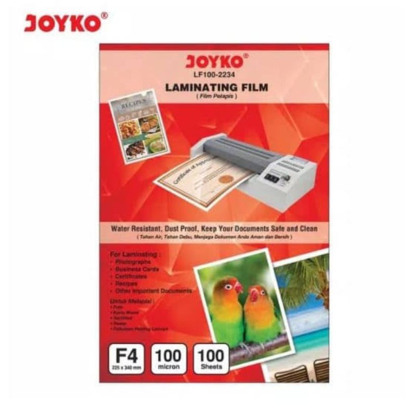

Plastik Laminating Film F4 Joyko Isi 100 Lembar Tebal 100 Micron