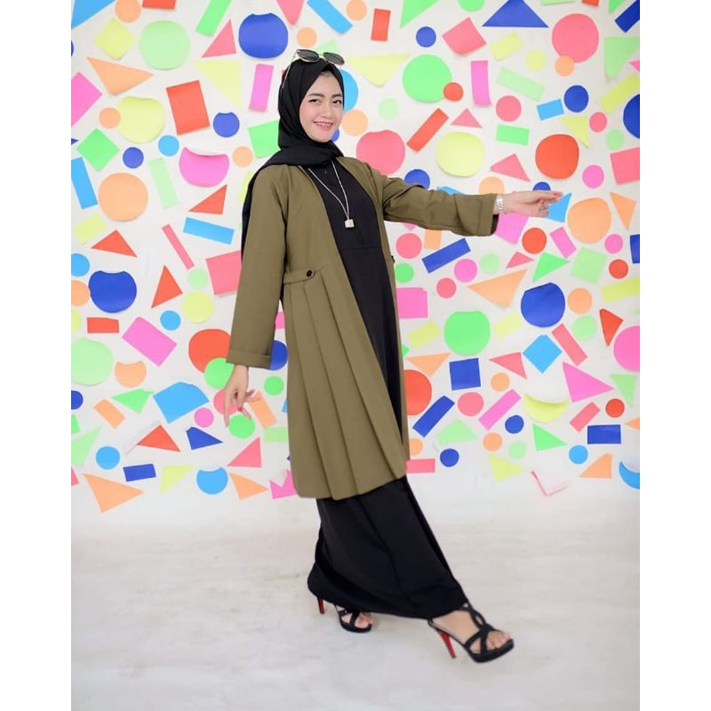 COD Gamis outer nafisha lepas pasang ity crepe premium / gamis remaja / gamis modern terbaru