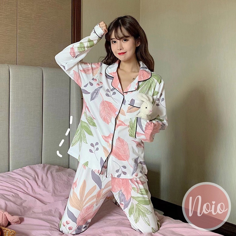 BAJU TIDUR WANITA BLOOMING FLOWER KOREA BUNGA PIYAMA WANITA DEWASA IMPORT ONE SET - LLP BLOOM-2
