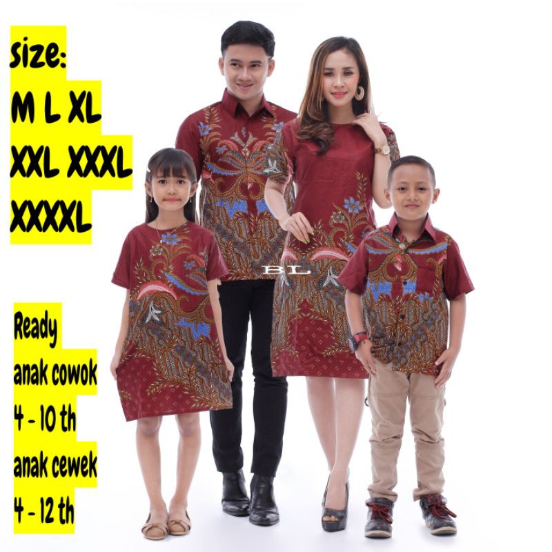 Jual Couple Keluarga Baju Dress Wanita Modern Model Terbaru Motif Batik Lengan Pendek Selutut