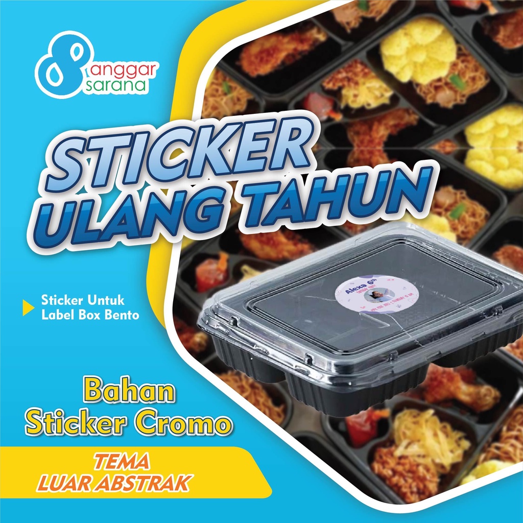 

Cetak Stiker Chromo Bulat Custom Label Kemasan Makanan ULANG TAHUN TEMA ABSTRAK