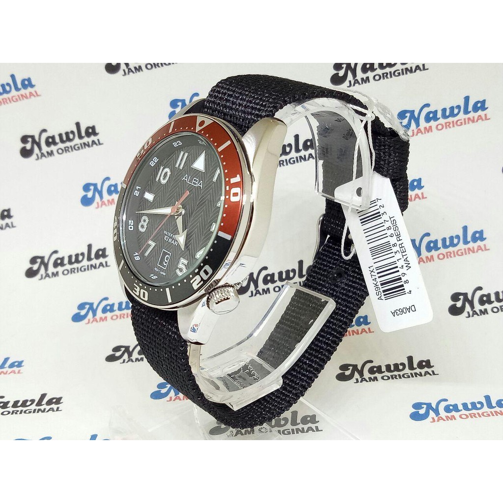 Alba Quartz AS9K47X1 Analog Black Nylon - Jam Tangan Pria AS9K47