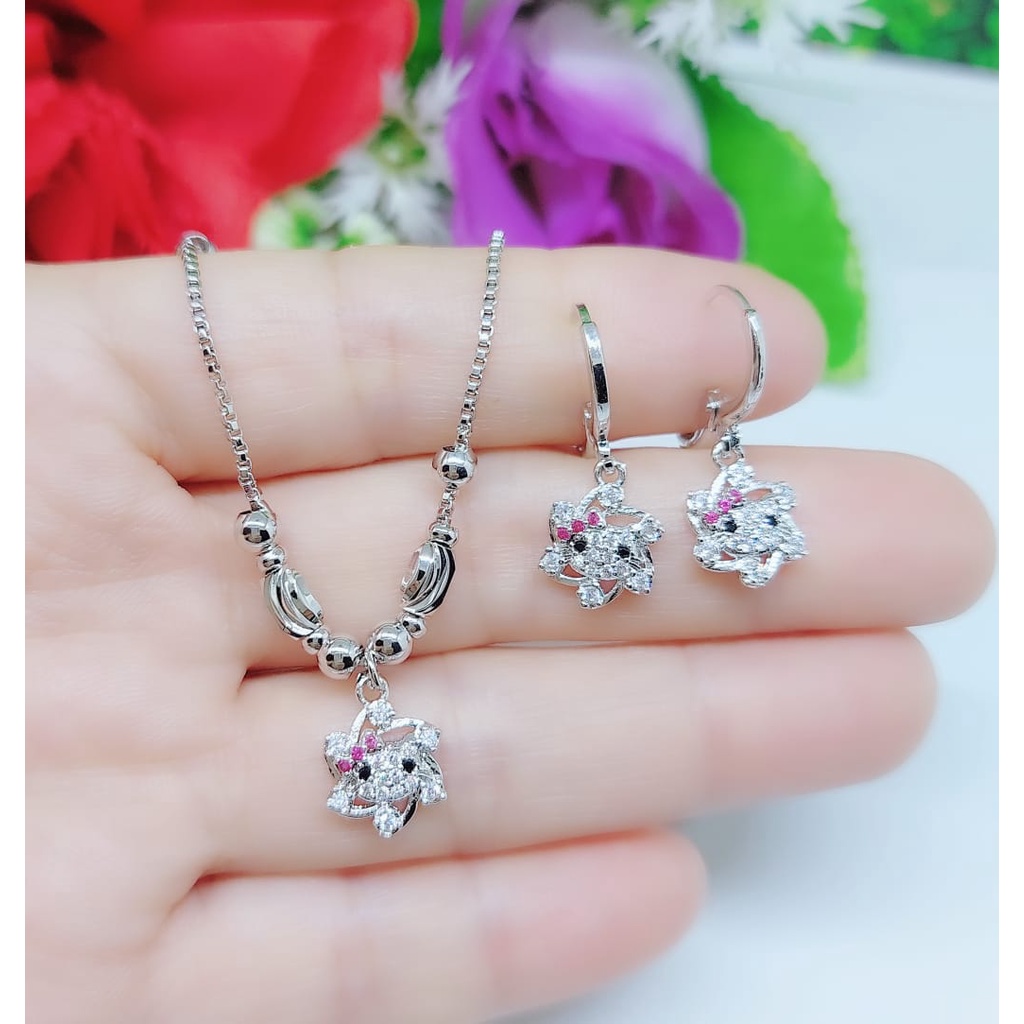 Set xuping kalung dan anting permata lapis emas perhiasan fashion 0369-0372