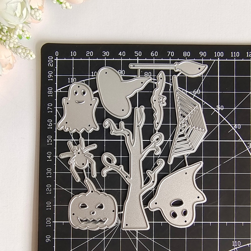 Cetakan Stensil Cutting Dies Motif Halloween Bahan Metal Untuk Scrapbook / Craft DIY / Embossing