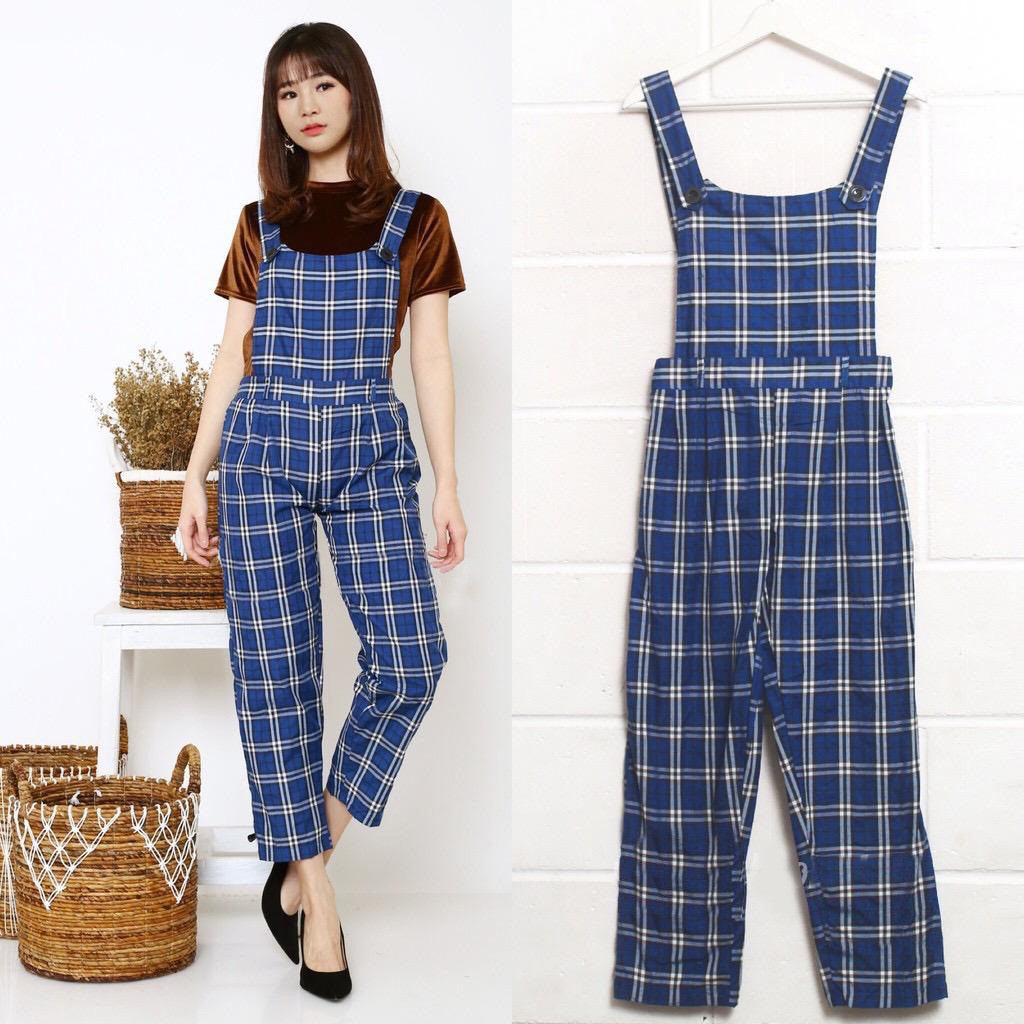 BEFAST - ZEC Overall Disha / Buna / PAKAIAN WANITA / JUMPSUIT&amp;OVERALL / Overal Wanita Kekinian / Jumpsuit Terbaru / Jumpsuit Motif Kotak-Kotak / Se Celana Panjang