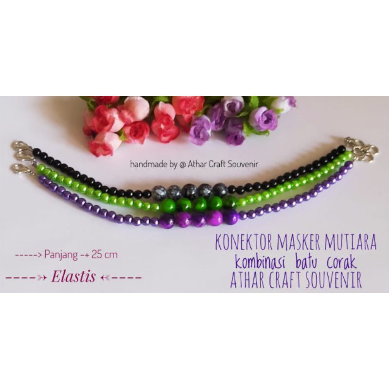 Konektor Masker Hijab / Konektor Masker Mutiara Kombinasi Batu Corak / Pengait Tali Masker Hijabers
