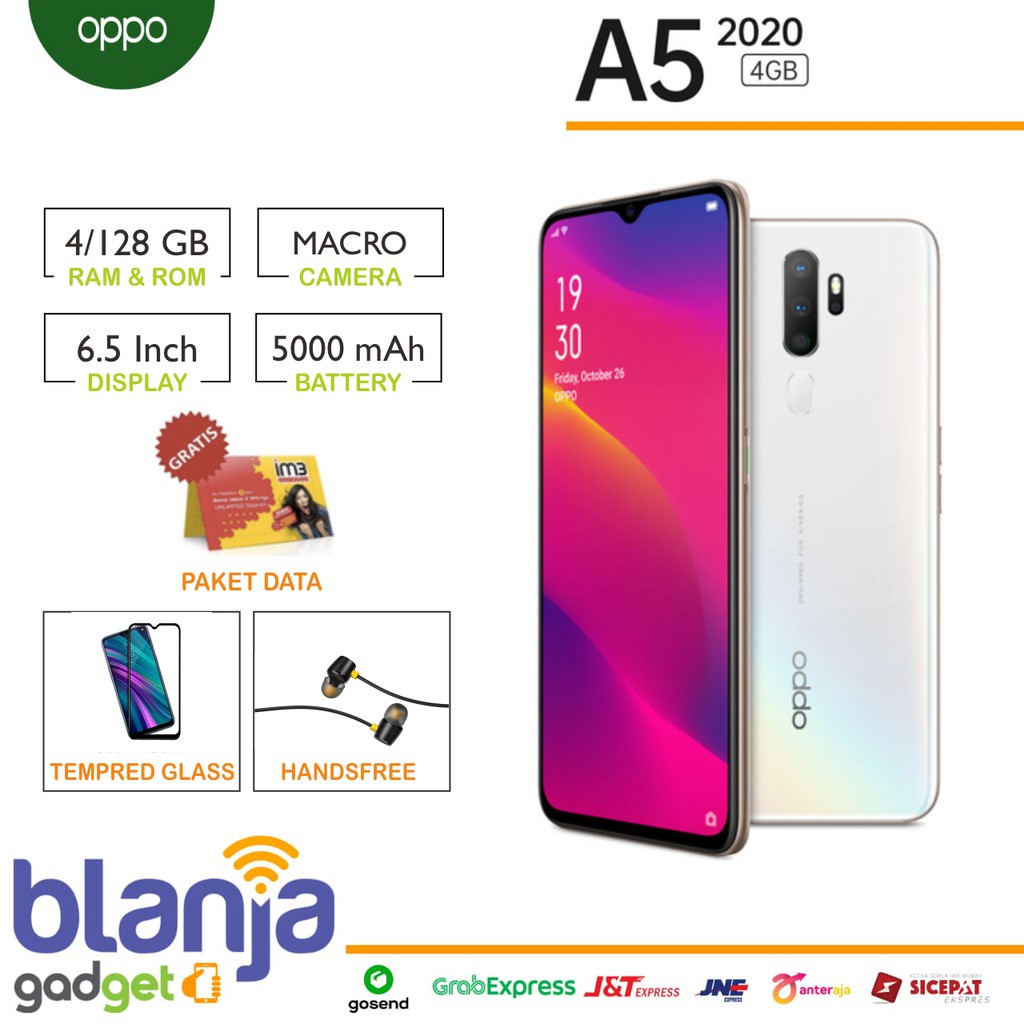 OPPO A5 2020 RAM 4GB INTERNAL 128GB GARANSI RESMI 1 TAHUN