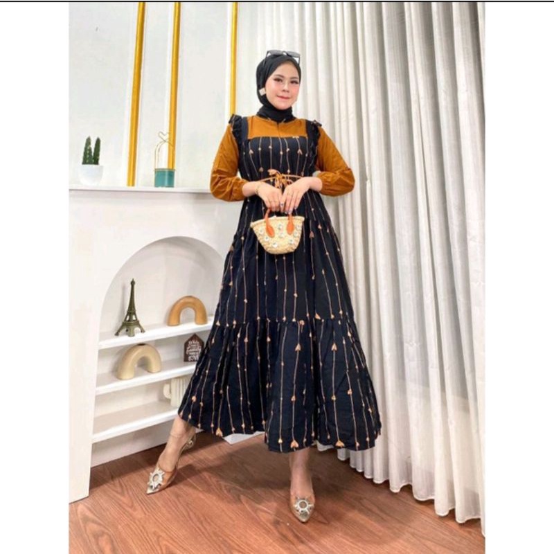 Longdres Andin Ikatan Cinta - Gamis Rayon  Wanita Lengan Panjang