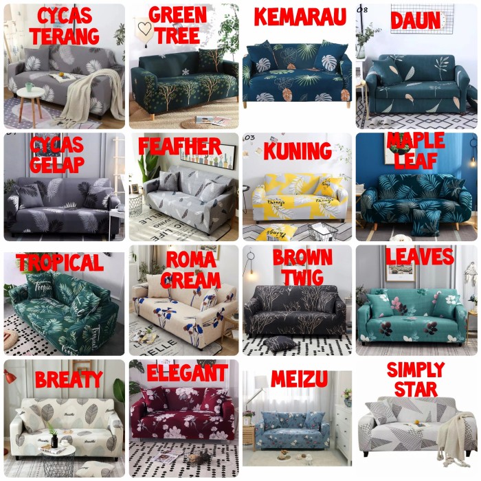 cover sofa seater 1 2 3  4 .elastis sarung sofa seater - polos 1 seater