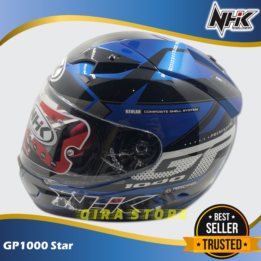 Helm Full Face Fullface NHK GP 1000 GP1000 Star Blue Metalic Silver