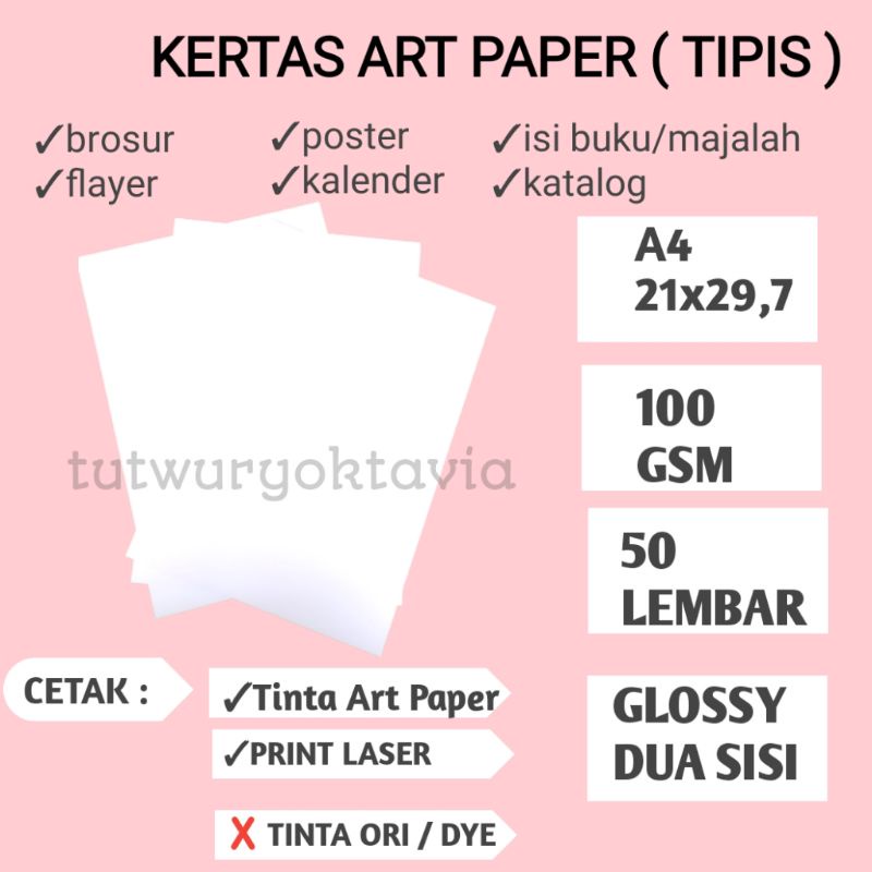 Kertas art paper 100 gsm A4 isi 50 lembar