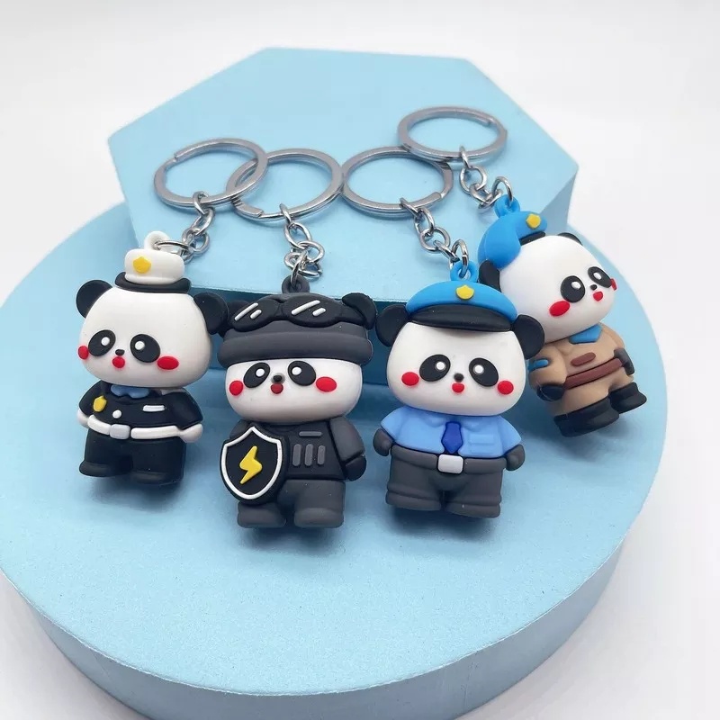 GANTUNGAN KUNCI PANDA COP // Ganci Karakter Polisi Panda Korea | Gantungan tas | Bag Charm | Souvenir Murah | Keychain | COD